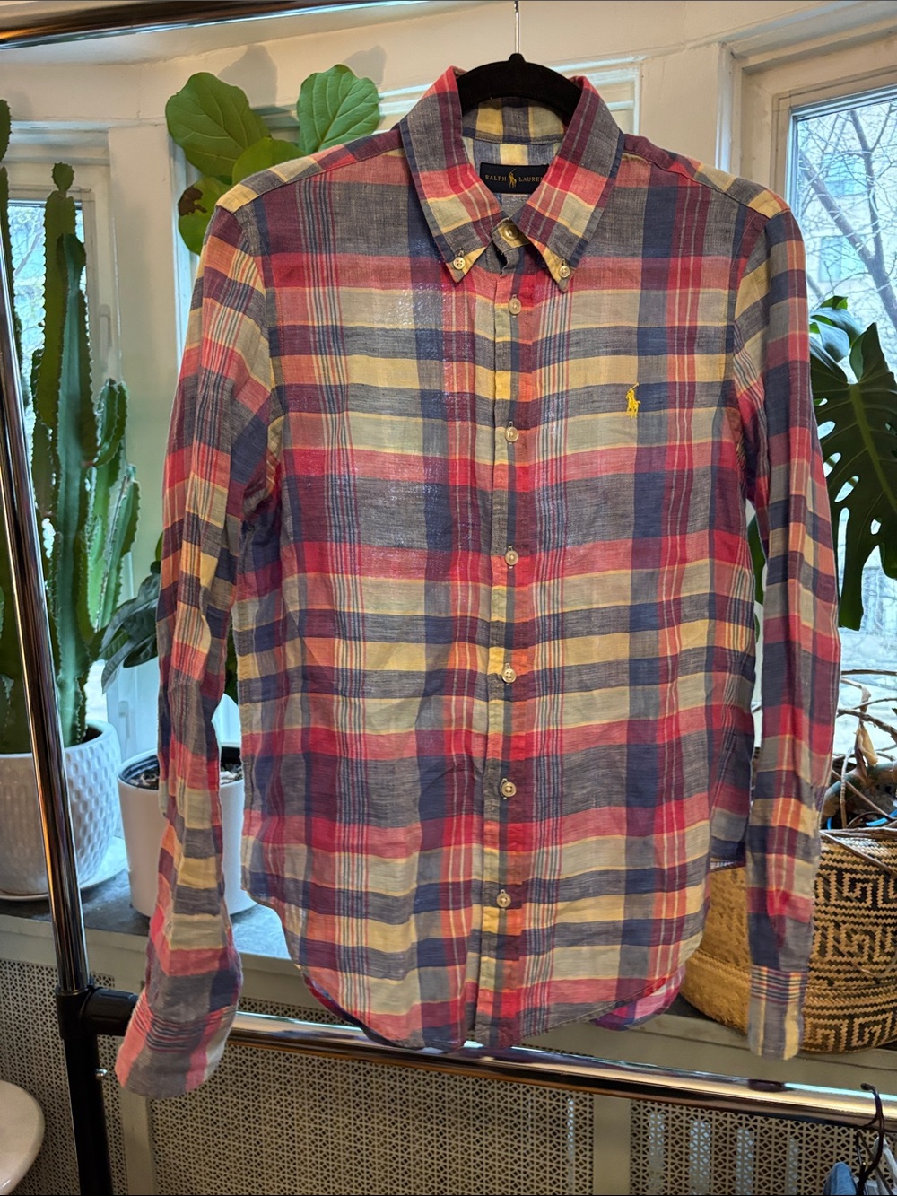 Ralph Lauren Pink and Blue Plaid Button-Down Shirt